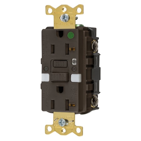 Hubbell Wiring Device-Kellems Heavy Duty Hospital Grade AUTOGUARD Self-Test GFCI Receptacle with Nightlight, 20A, Brown GFRST83NL